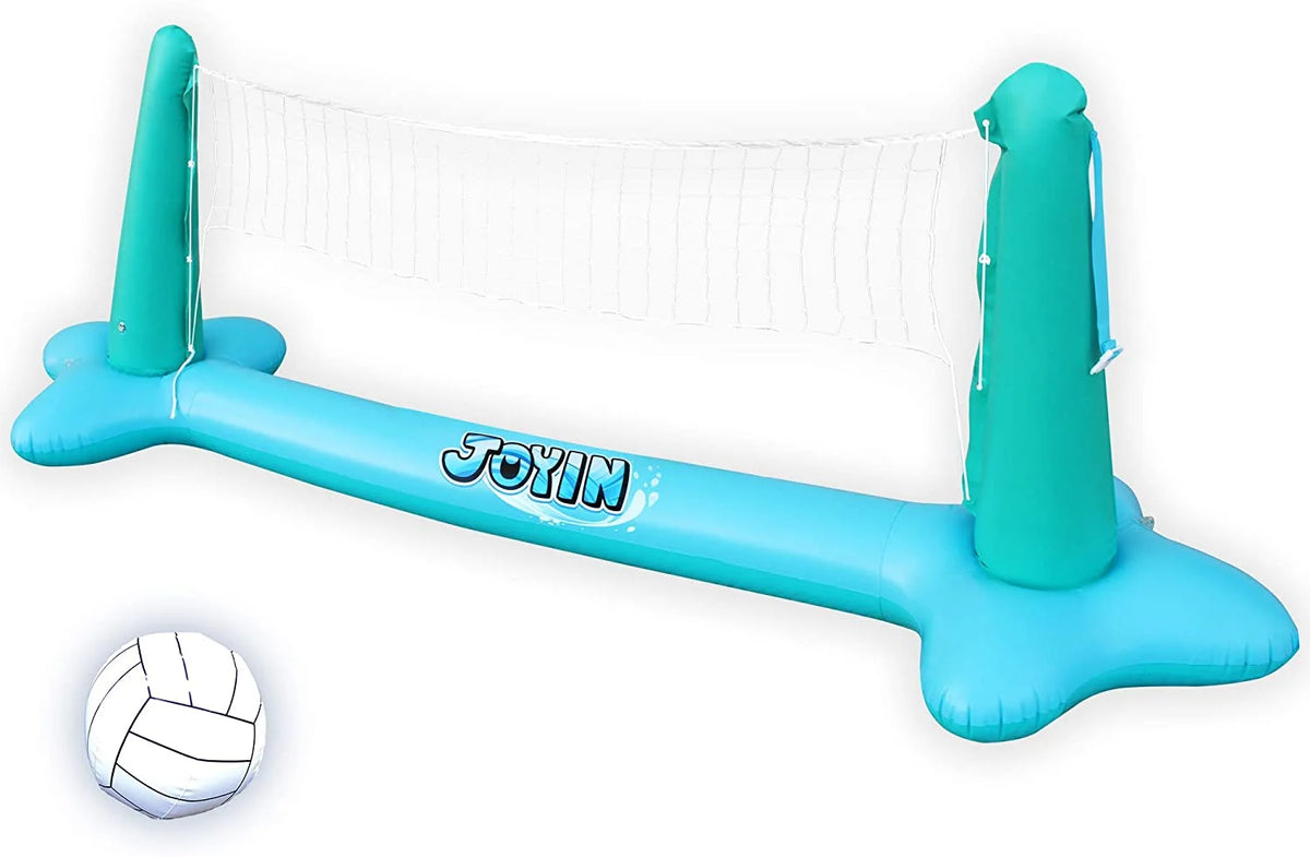 Inflatable Pool Float Set with Volleyball Net & Basketball Hoops Balls I71811