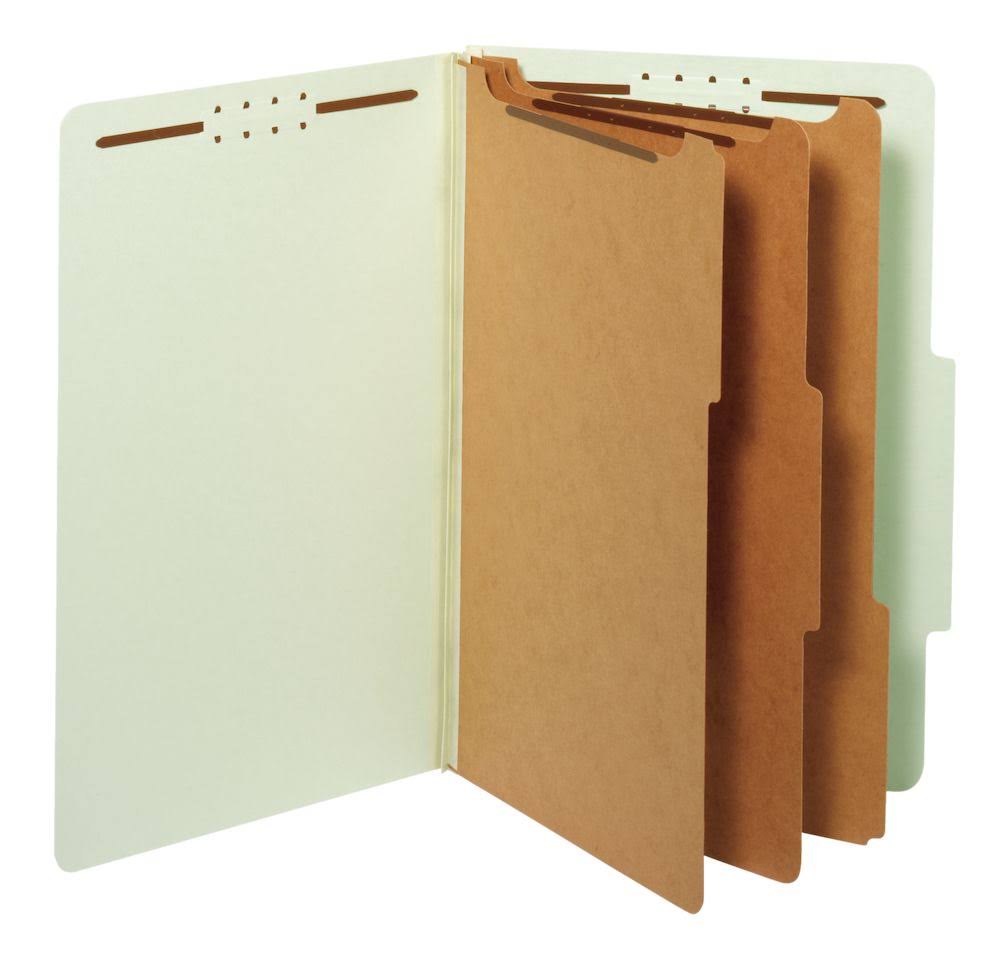 Legal 3 Divider Classification Folders Light Green 10 per BX W2169