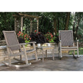 3-Piece Grey Eucalyptus Wicker Rocking Chair Set G155362