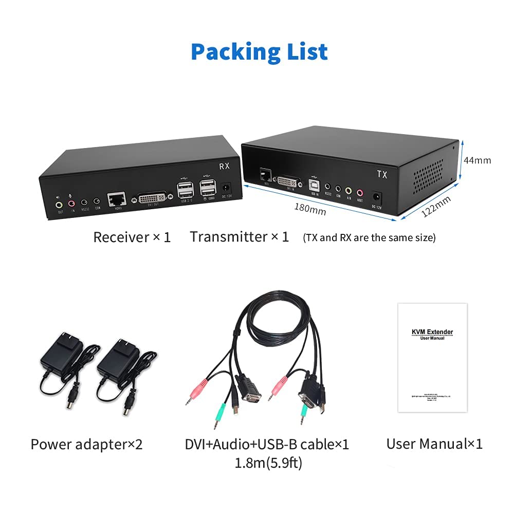 KVM Extender over Single CAT5E/CAT6 Ethernet Cable, 1080P, 1920×1200@60Hz X59812