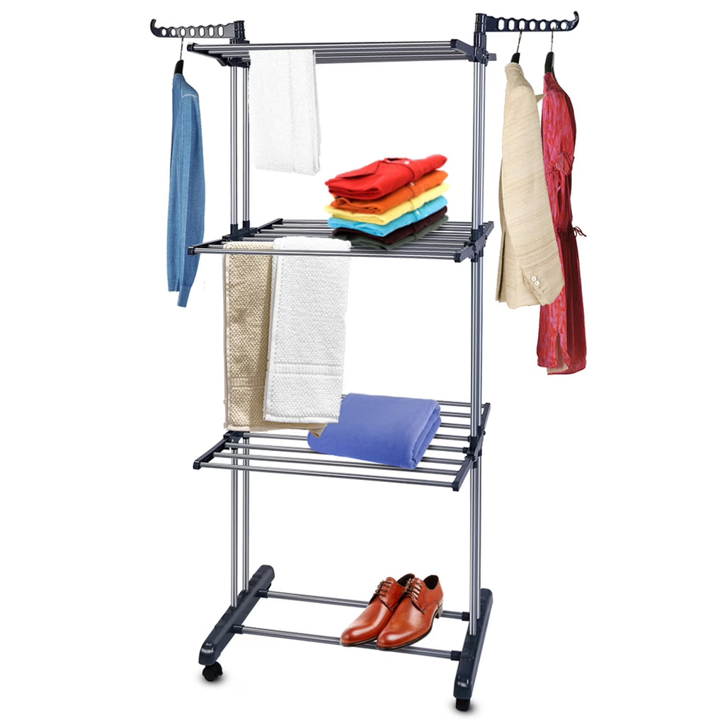 3 Tier Foldable Rolling Laundry Drying Rack Q879