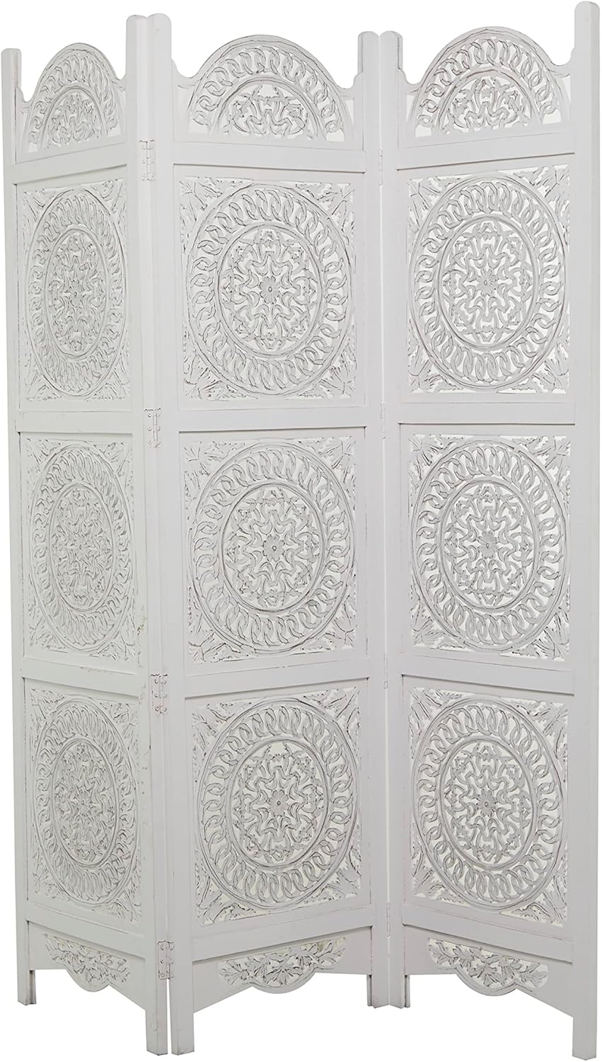 White 3 Panel Wood Room Divider Screen M2461