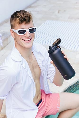 18oz Kids Stainless Steel Water Bottle with 2 Lids O2850