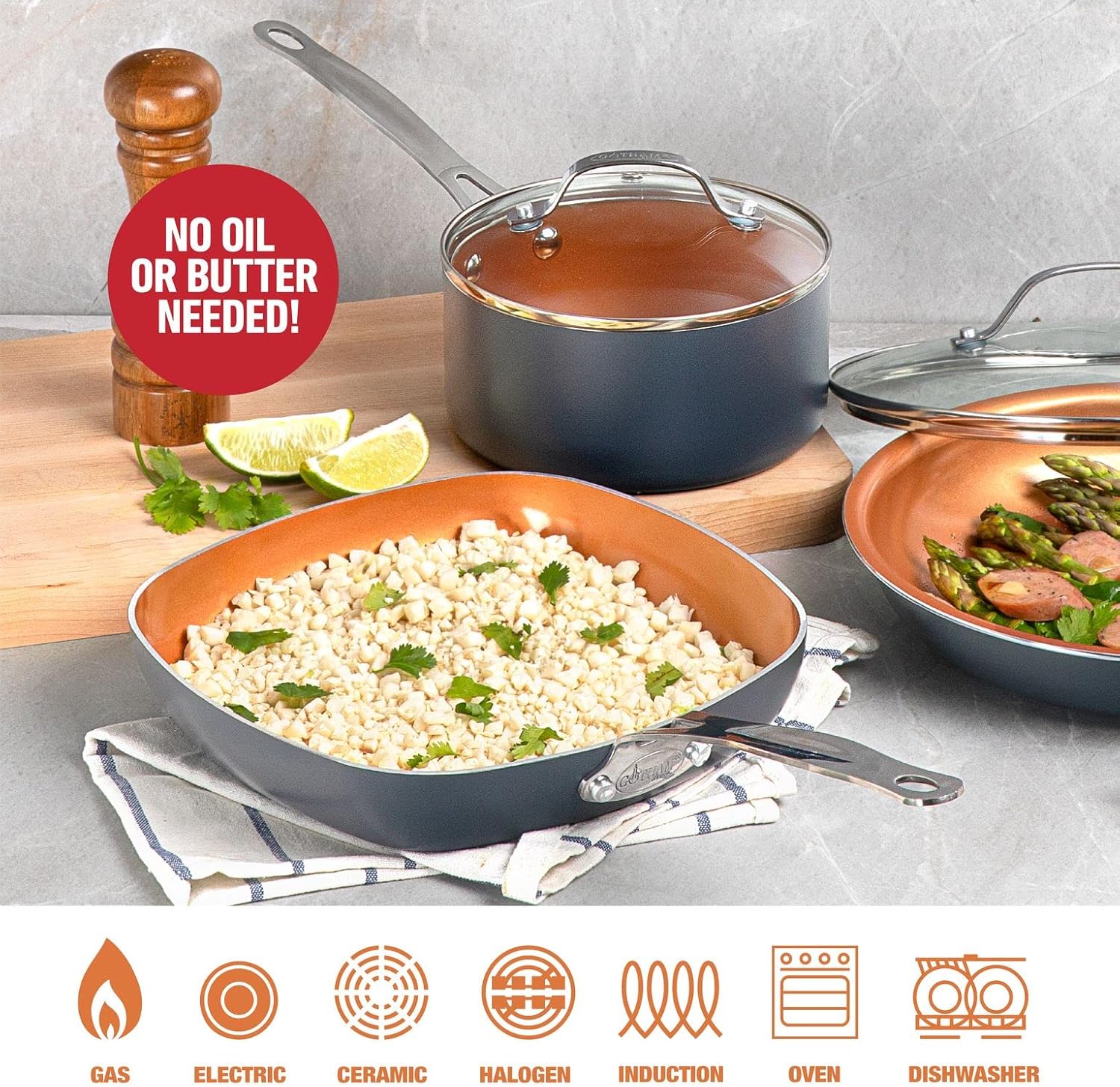 11" Square Non Stick Ceramic Frying Pan R4051