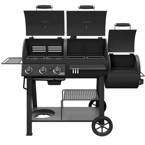 Black Charcoal and Gas Smoker & Grill W9766