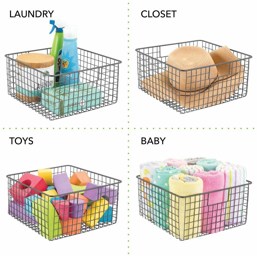 4 Pack Metal Wire Food Storage Organizer Bin, Soft Brass C603