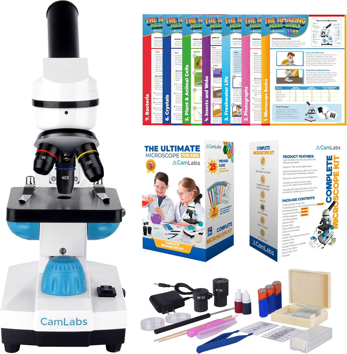 Portable Student Microscope with 25 Specimen Slides V5880