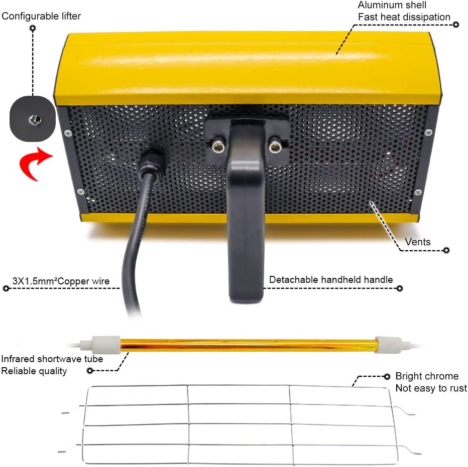 2000W Shortwave Infrared Paint Curing Lamp Q6553