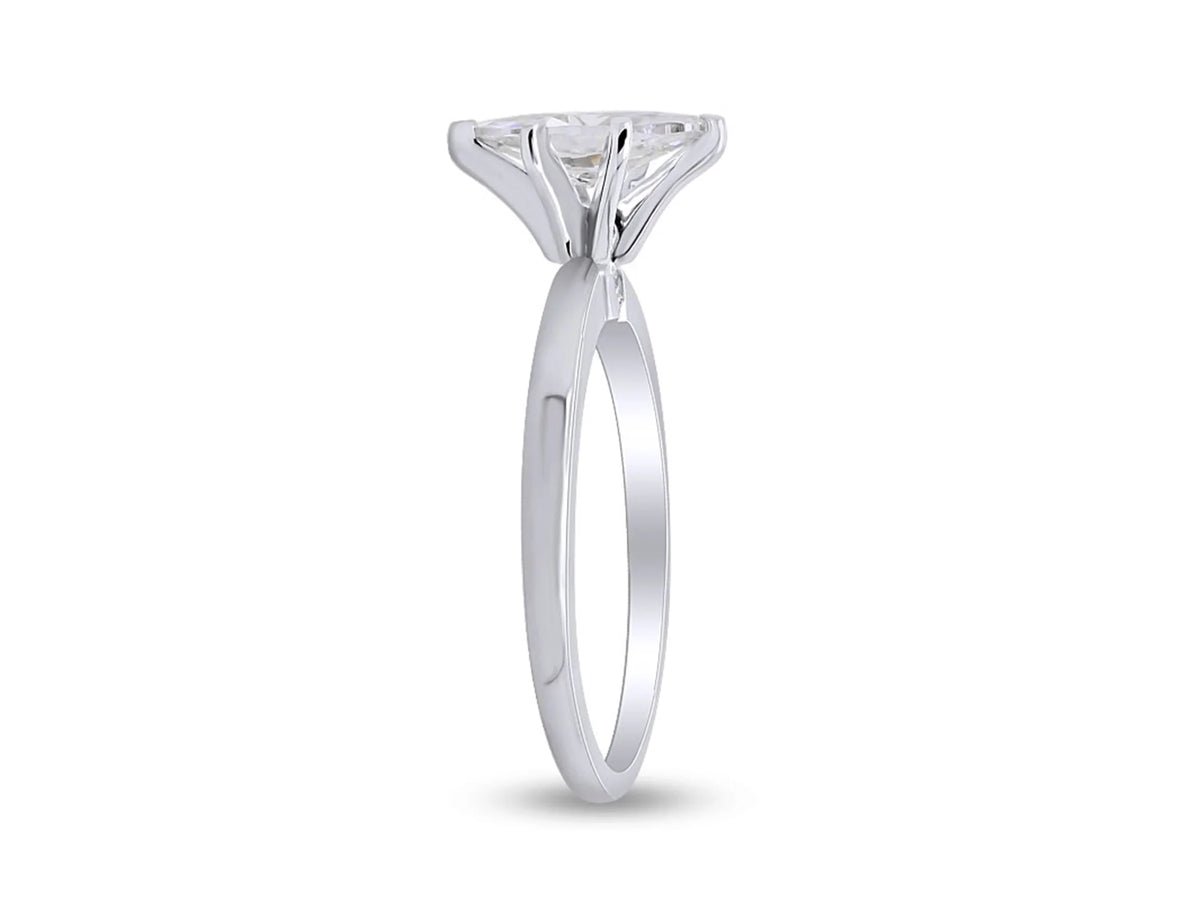 14K White Gold Plated 925 Sterling Silver Cubic Zirconia Solitaire Ring W1279
