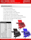 Red 5 Drawer Service Cart with Locking Top A3069