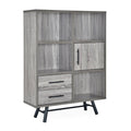 6 Shelf Cabinet Brown Oak Matte Black O733