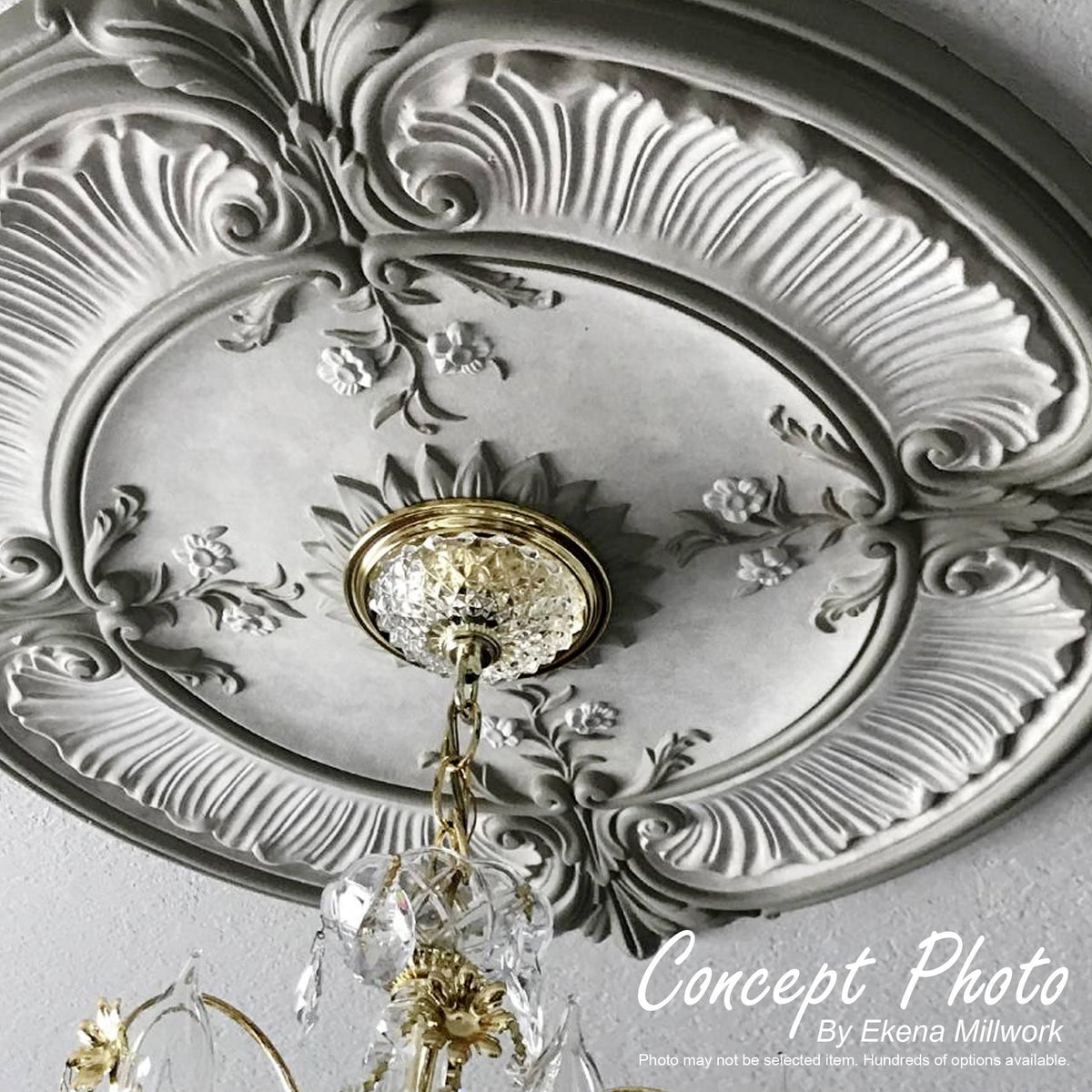 18 1/8x22OD x 3 3/4x22ID x 1 1/8x22P Hand-Painted Warm Silver Ceiling Medallion D1353