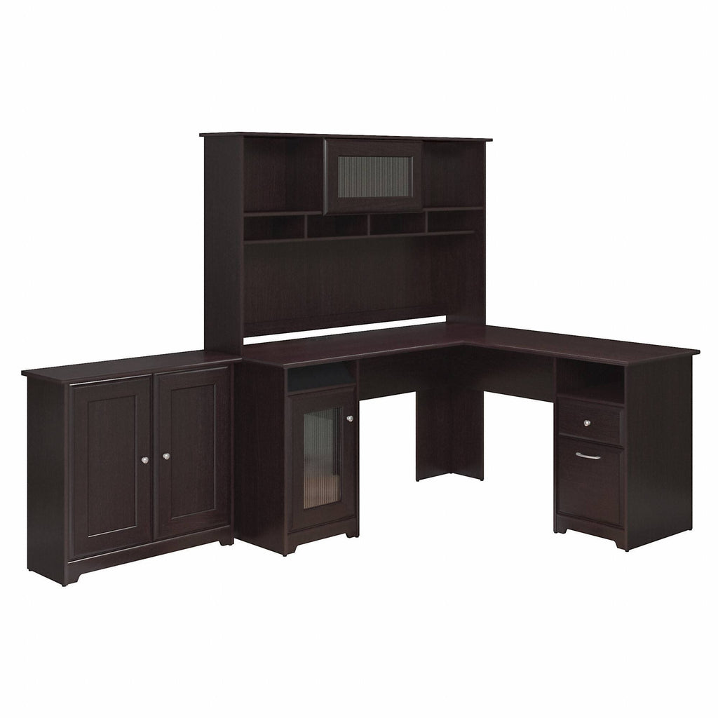 L Shaped Desk with Hutch and Low Storage Cabinet Y530095