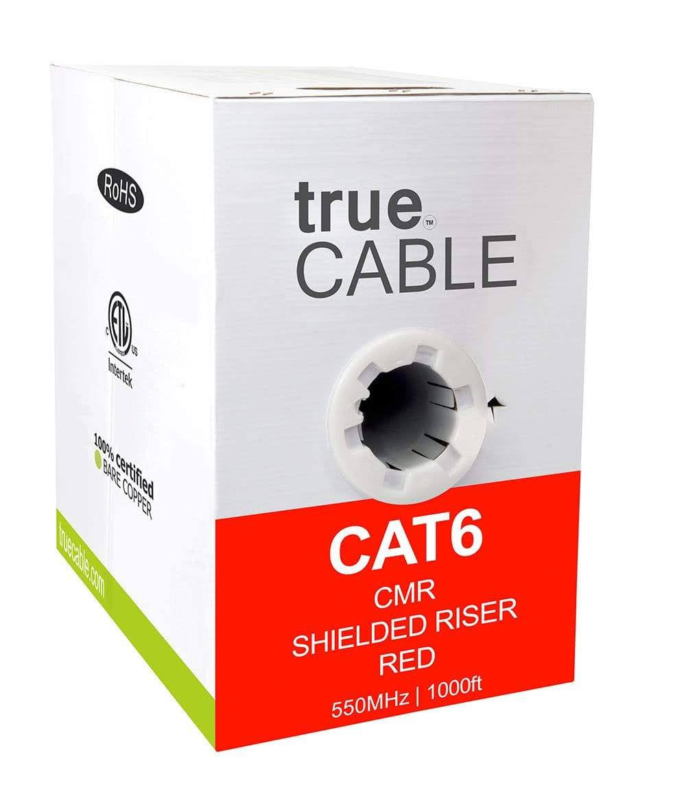 Cat6 Shielded Riser Bulk Cable, 1000ft, Red, 23AWG Solid Bare Copper O59920