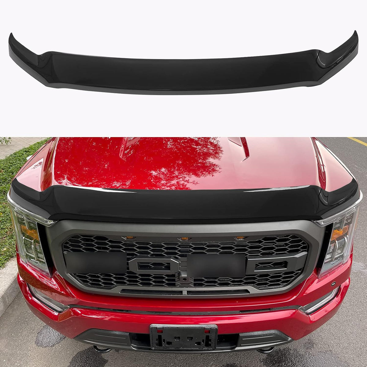 Glossy Carbon Fiber Hood Deflector for Ford F150 S5344