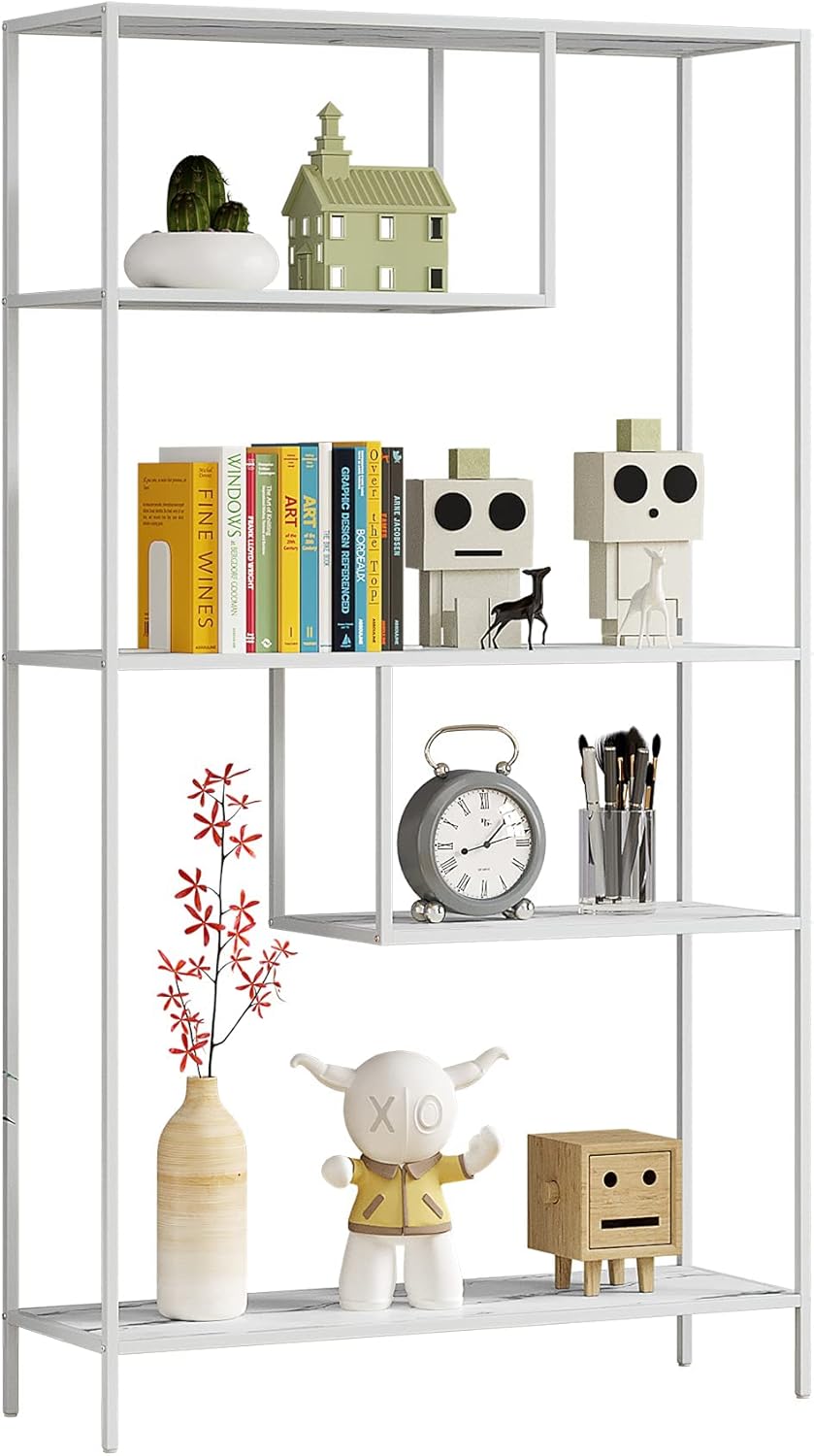 White 3-Tier Metal Open Bookshelf V7839