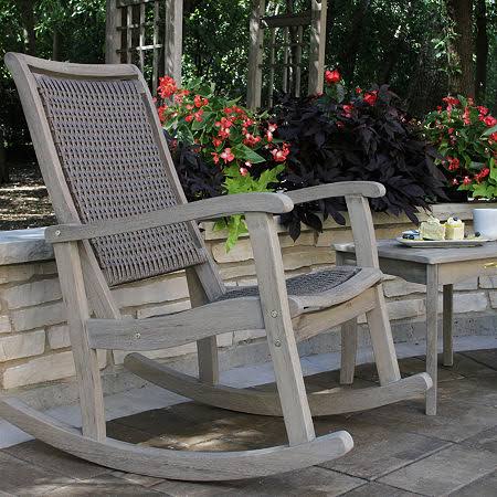 3-Piece Grey Eucalyptus Wicker Rocking Chair Set G155362