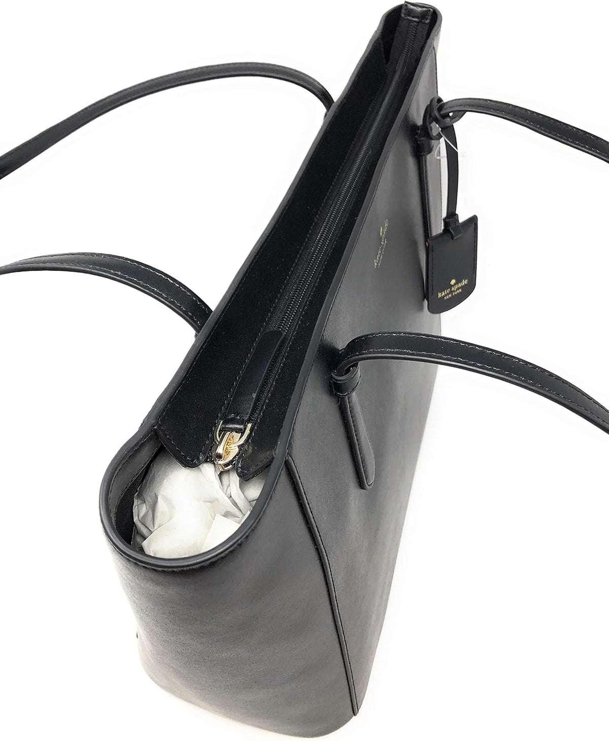 Black Leather Tote Shoulder Bag U9509