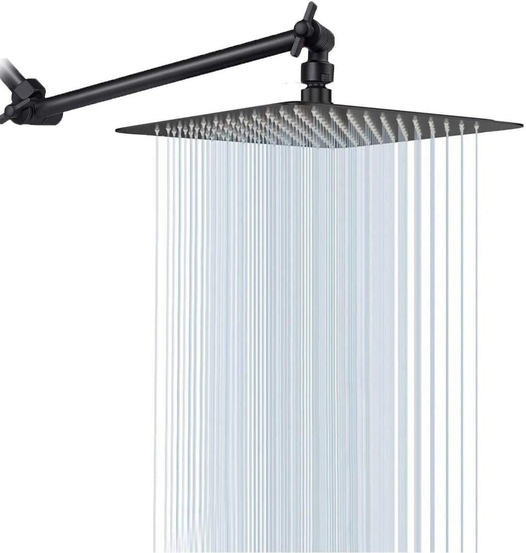 12 Inch Brushed Nickel Stainless Steel Rainfall Shower Head with Adjustable Extension Arm, Pack of 2 G5267