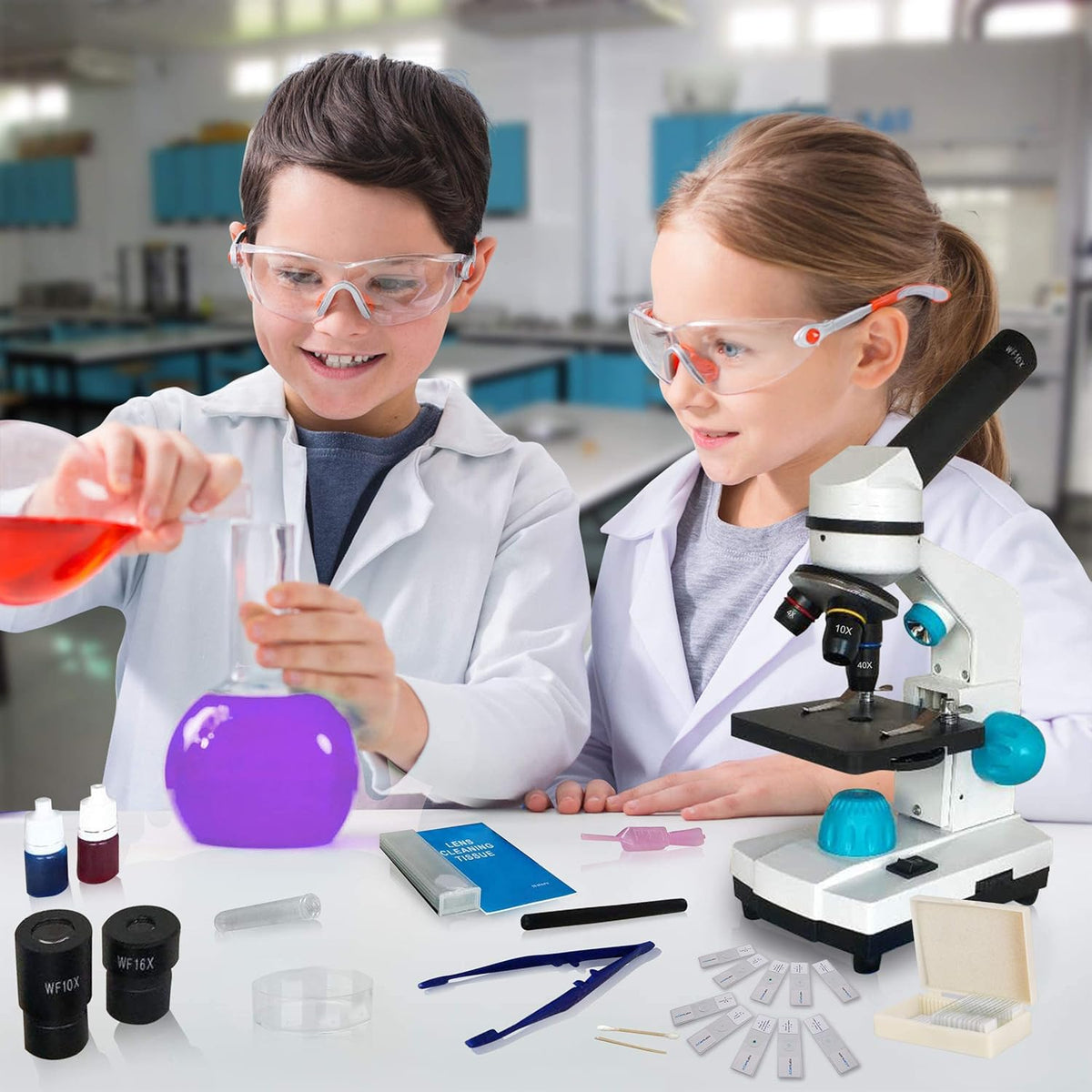 Portable Student Microscope with 25 Specimen Slides V5880