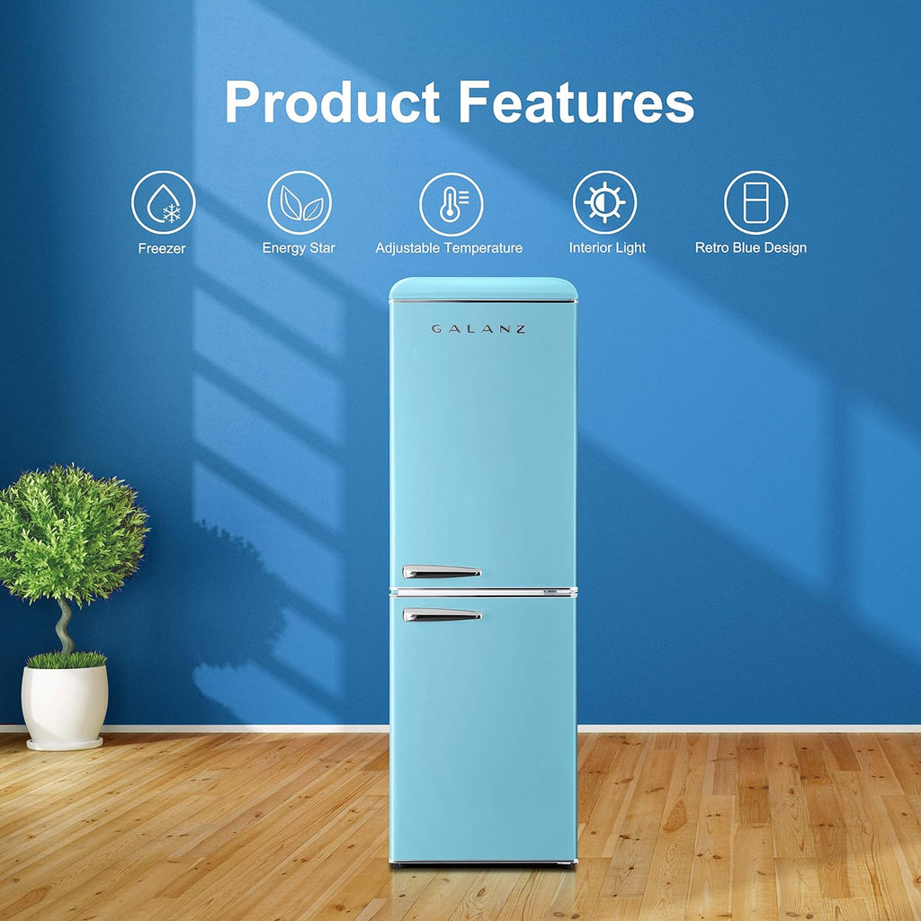 Blue 7.4 Cu Ft Retro Bottom Mount Refrigerator T405