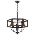 Oak Toned Rubber Wood Chandelier C78895