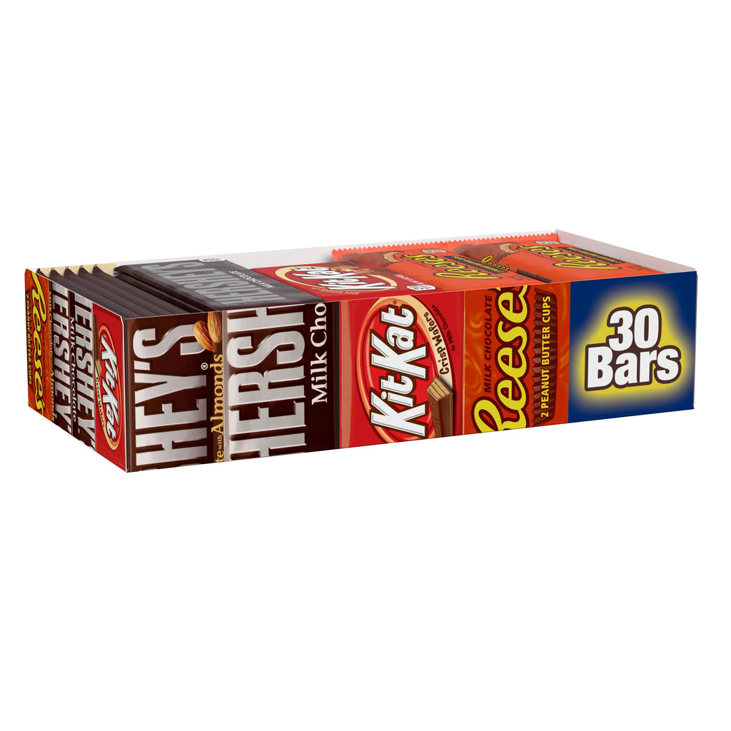 Milk Chocolate Assortment Candy Bars, Individually Wrapped, 45 oz, 30 Piece W76112