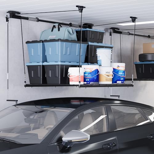 Carbon Black 4x4 Ft Heavy-Duty Overhead Garage Storage Rack N253546