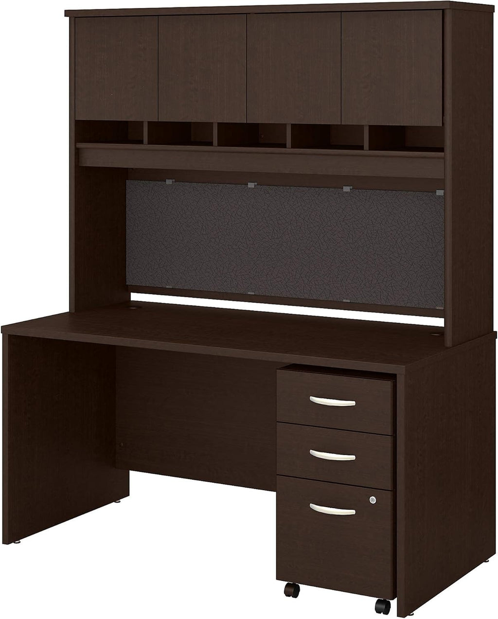 60W x 30D Mocha Cherry Office Desk with Hutch and Mobile File Cabinet S890636