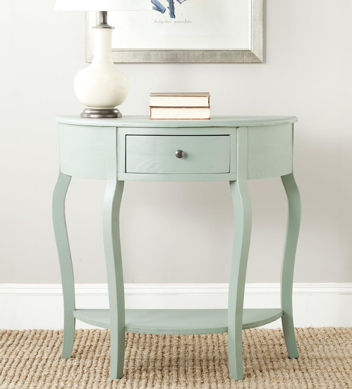French Grey Demilune Console Table L152