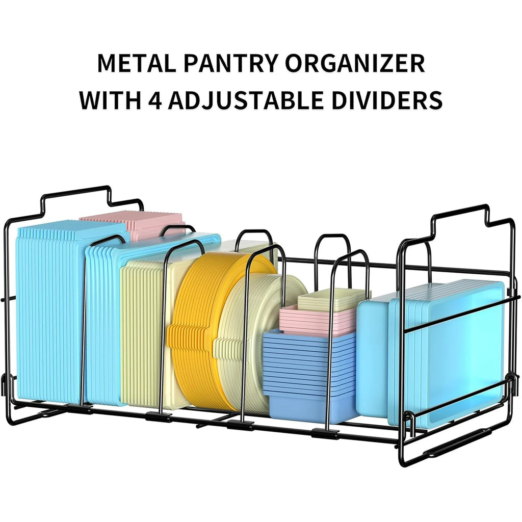 Black Plastic Lid Organizer with 4 Dividers T214