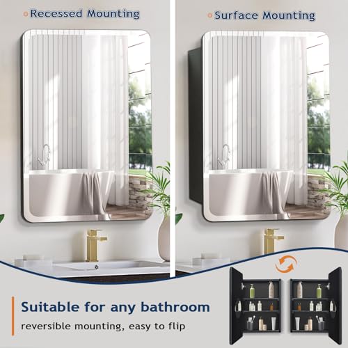 Frameless Beveled Medicine Cabinet Mirror with Storage L322413