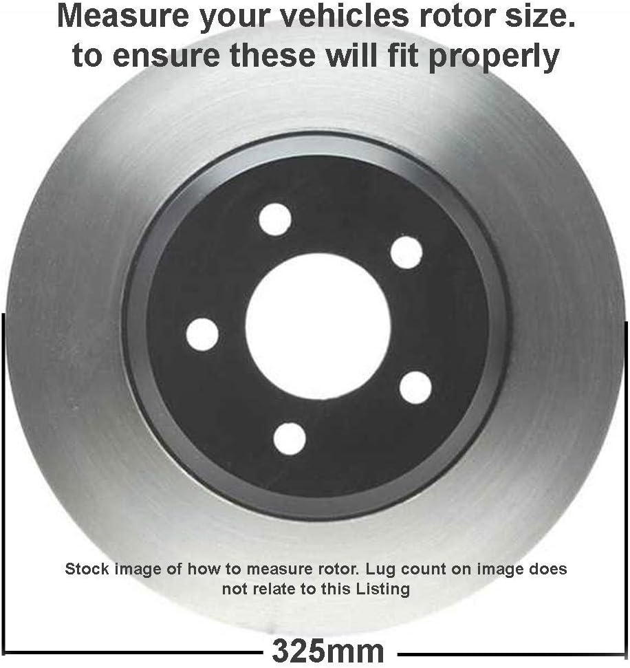 325mm Front Disc Rotors w/Brake Pads Kit 6pc Set W6267