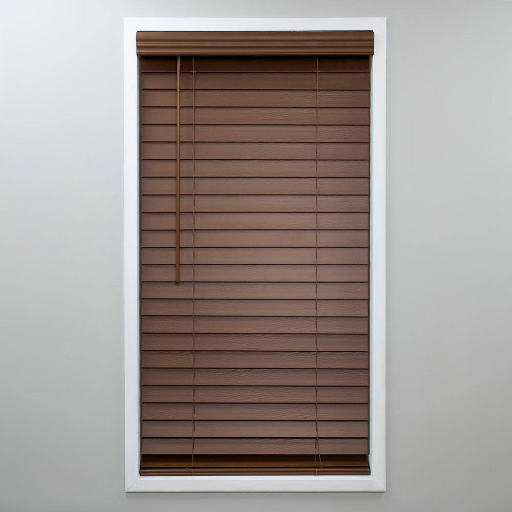Dark Oak Cordless 2 in. PVC Faux Wood Blind 67.25 in. W x 48 in. L G622