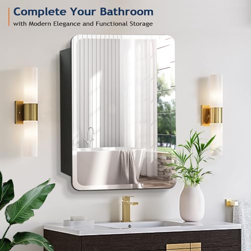 Frameless Beveled Medicine Cabinet Mirror with Storage L322413