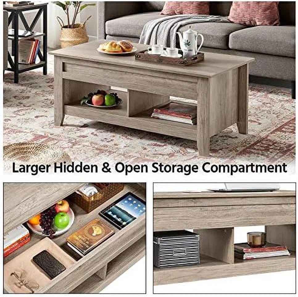 Lift Top Coffee Table with 2 Open Shelves Espresso L383556