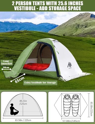 2 Person Ultralight Waterproof Double Layer Backpacking Tent H834189