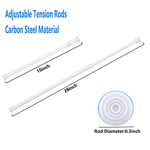 2 Pack Small Tension Curtain Rods 7 in to 11 Extendable Width Spring Cupboard Bars Adjustable O6364
