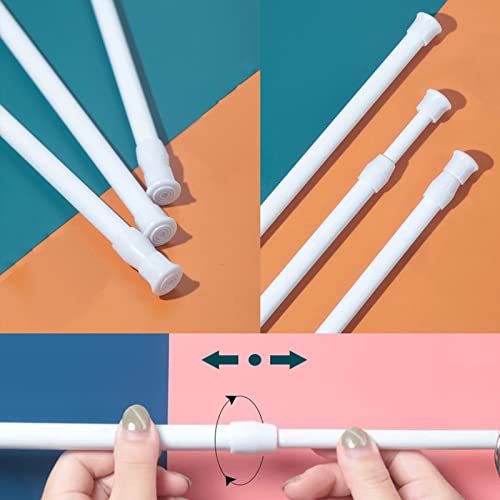 2 Pack Small Tension Curtain Rods 7 in to 11 Extendable Width Spring Cupboard Bars Adjustable O6364