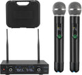 Wireless Microphone System, Metal UHF Dual Handheld 20 Channels Cordless Mic System (Black) X727
