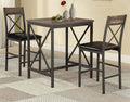 3-Pc Brown Metal/Wood Counter Height Table Set P684