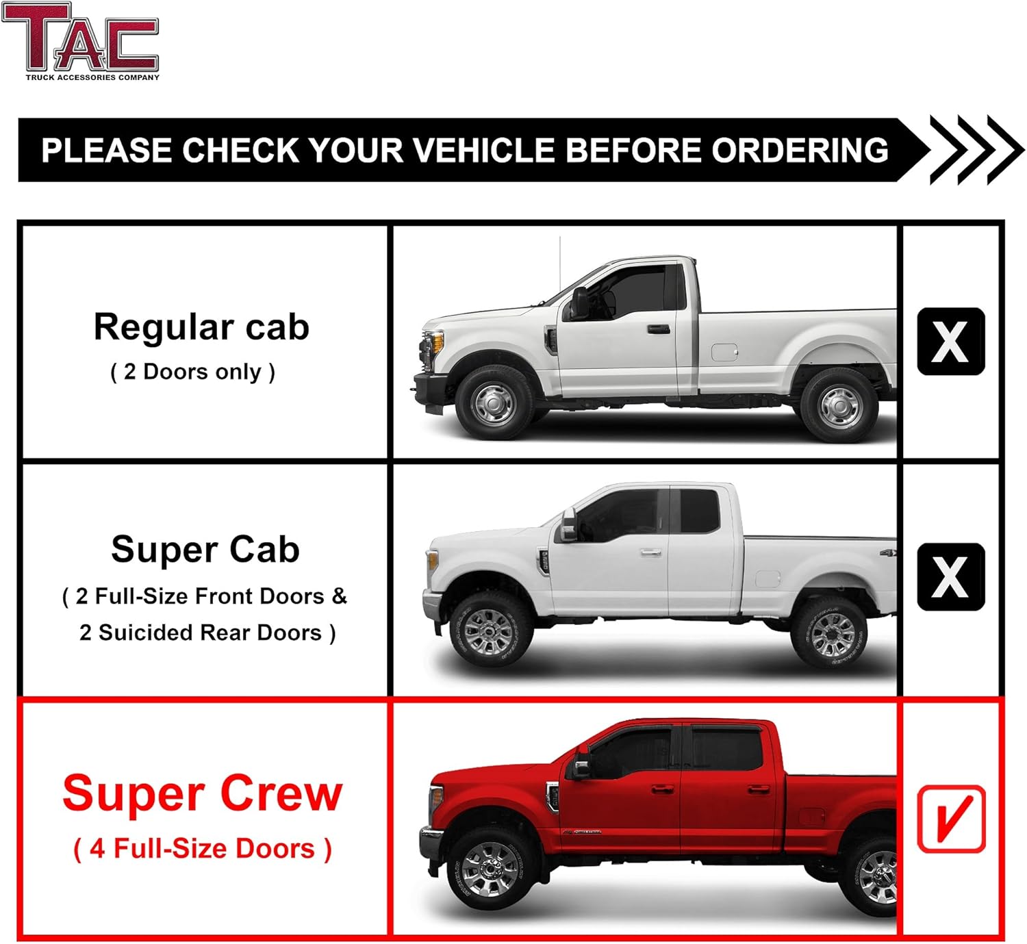Black Side Bars Step Rails for Ford F250 F350 F450 F550 Super Duty Crew Cab Pickup Truck 3 inches 2Pcs E623