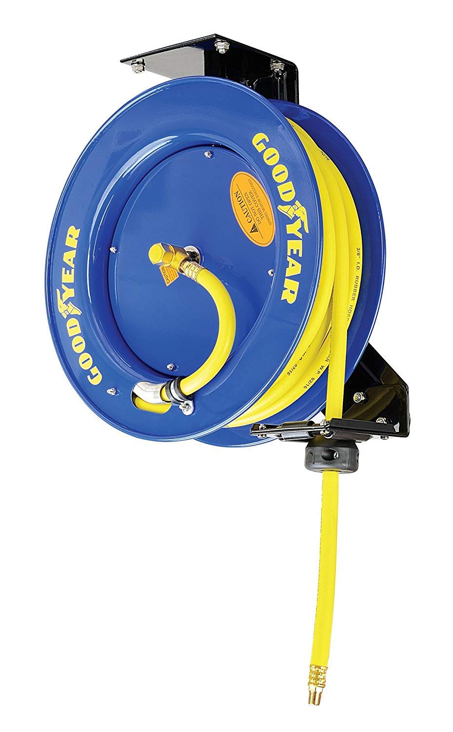 Retractable 3/8" x 50' SBR Rubber Air Hose Reel, 300PSI, Steel Single Arm L905884