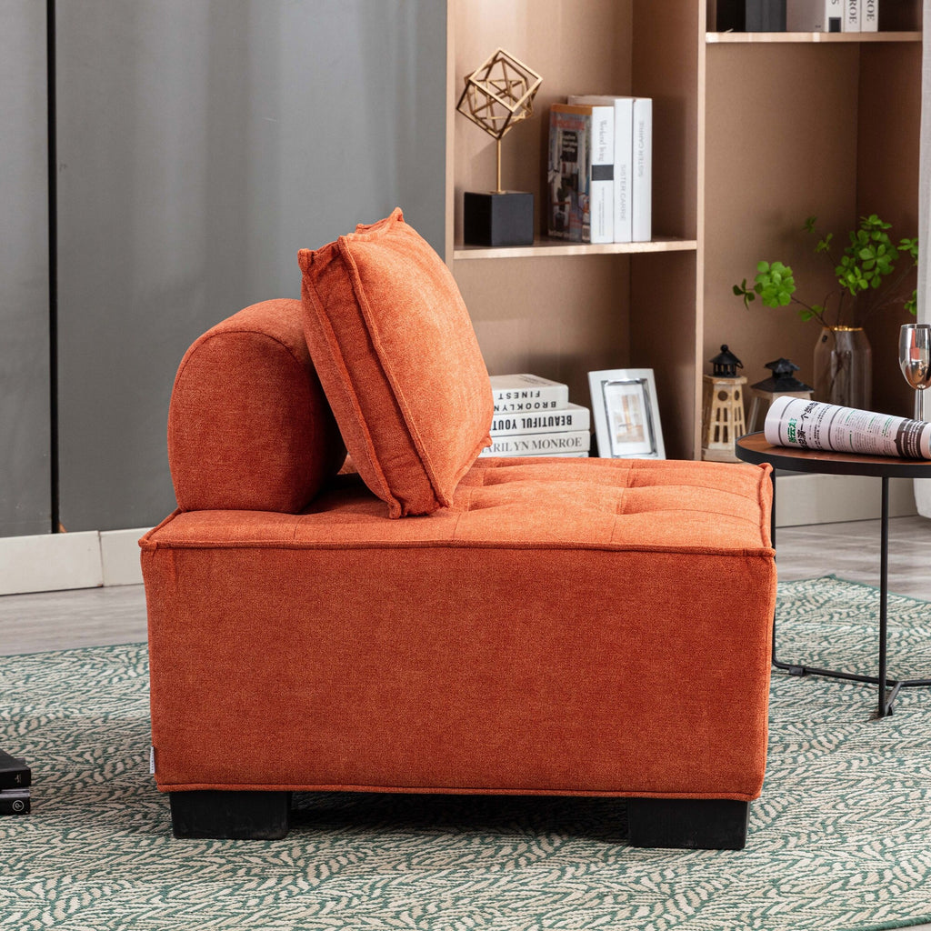 Modern Fabric Armless Modular Sofa Ottoman Orange B82800