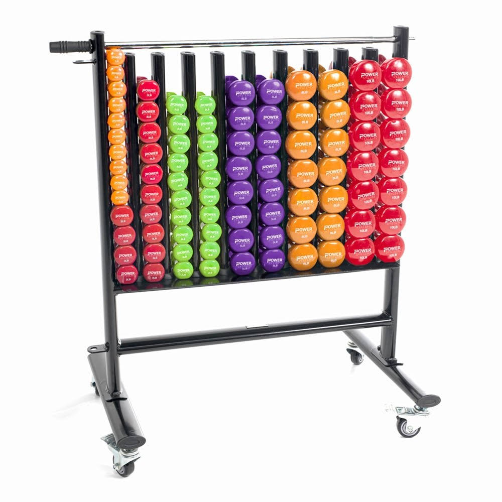 Neoprene-Vinyl Dumbbell Storage Rack with Casters T7980