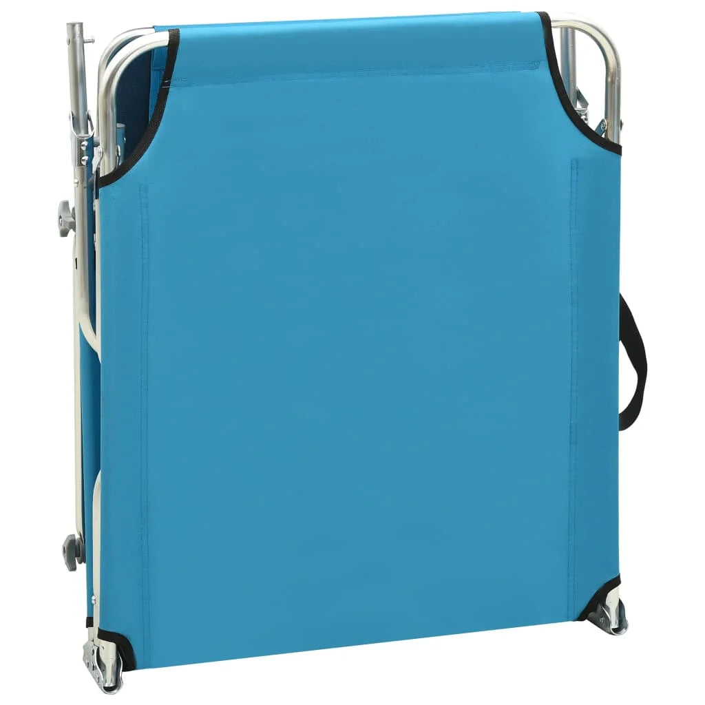 Folding Sun Lounger with Canopy Steel Turquoise and Blue E14109