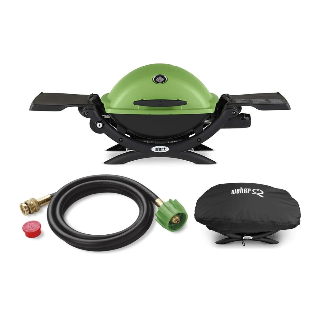 Green Liquid Propane Grill with Adapter Hose and Grill Cover B7154