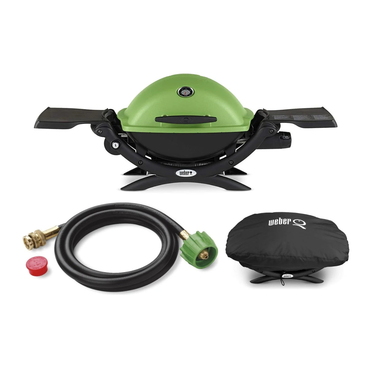 Green Liquid Propane Grill with Adapter Hose and Grill Cover B7154