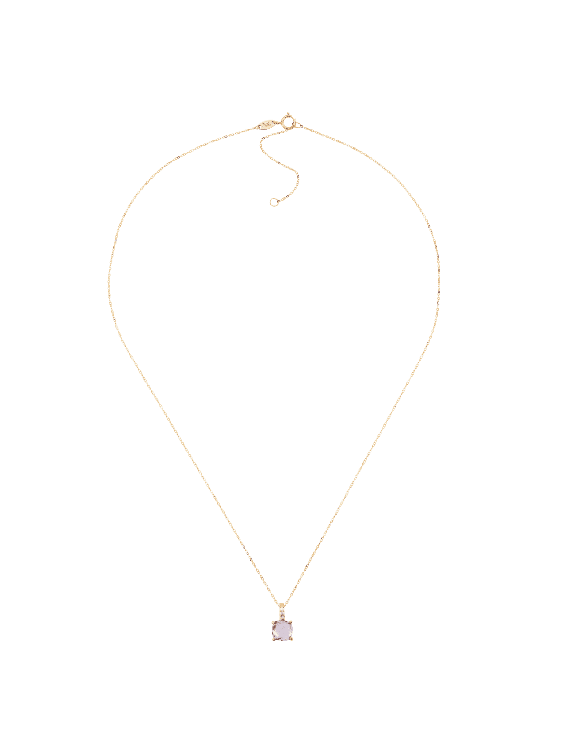 Amethyst and Cubic Zirconia Pendant Necklace in 14kt Yellow Gold, 18" J55448