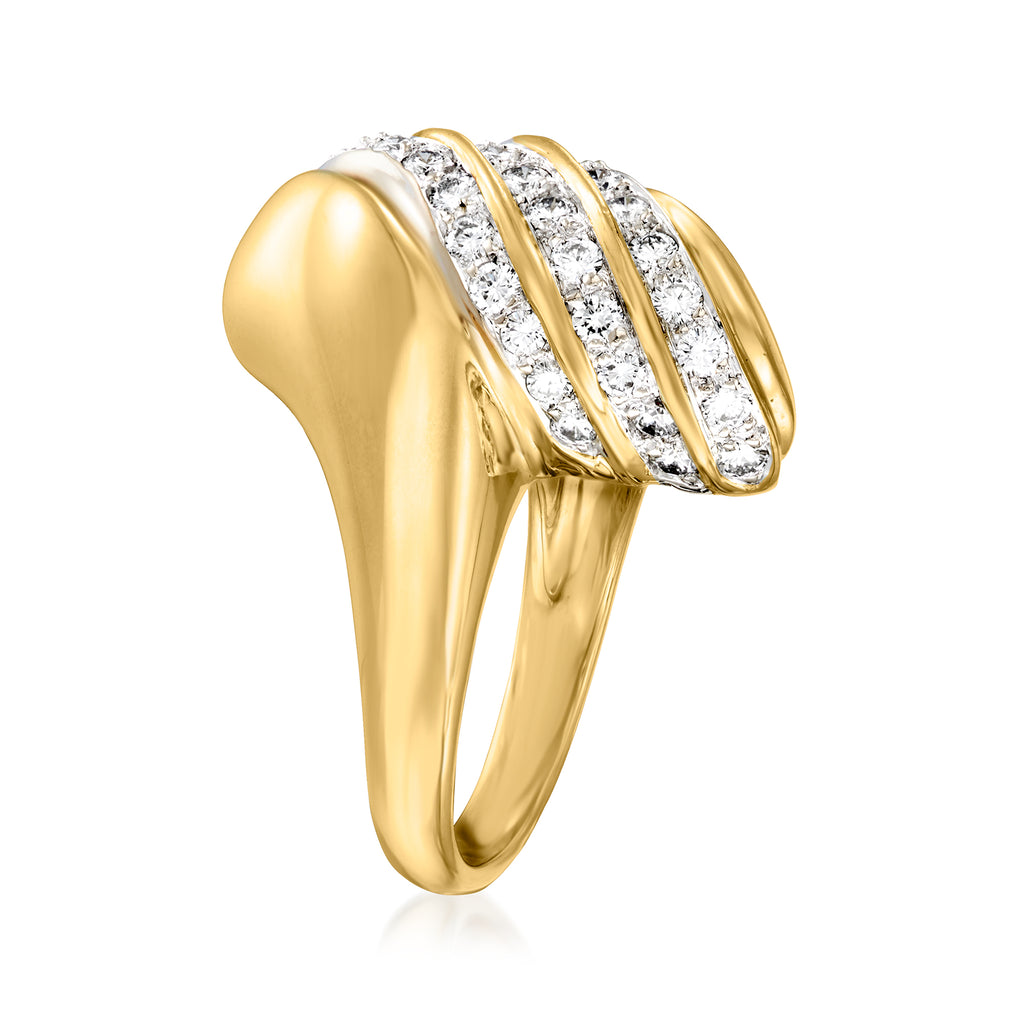 Vintage Diamond Swirl Cocktail Ring in 18kt Yellow Gold P148